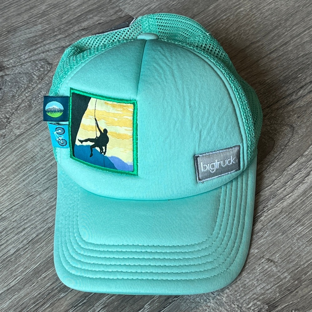 Bigtruck Lake Tahoe Mint Green Rock Climbing Mesh Snapback Trucker Hat Cap